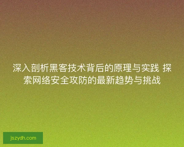 深入剖析黑客技术背后的原理与实践 探索网络安全攻防的最新趋势与挑战