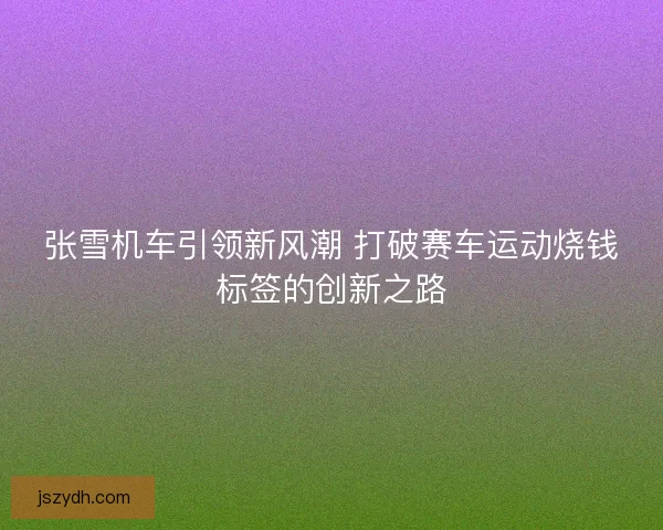 张雪机车引领新风潮 打破赛车运动烧钱标签的创新之路