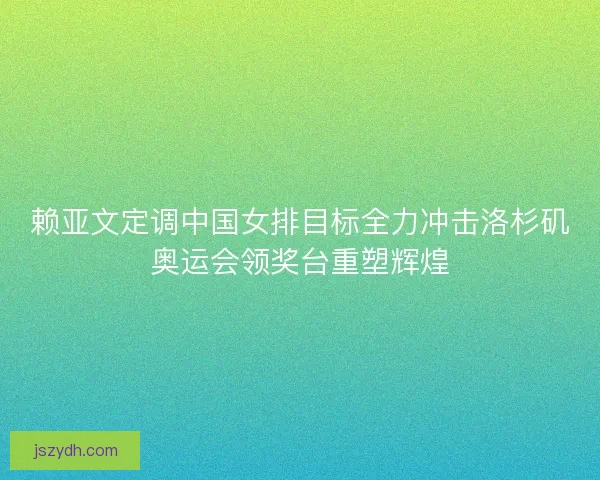 赖亚文定调中国女排目标全力冲击洛杉矶奥运会领奖台重塑辉煌